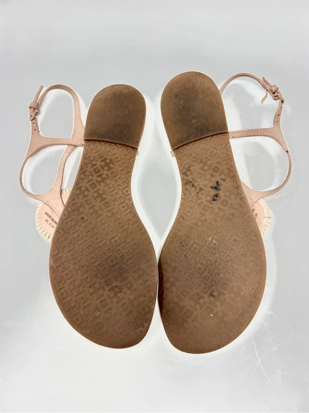 Tory Burch Miller Fringe Tan and Cream Flat Leather Sandals
